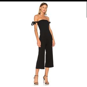 NBD Eden black ribbed knit tie sleeve jumpsuit XS